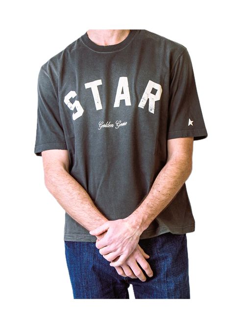 relaxed fit t-shirt/ cotton jersey/ sunfaded wash/ star golden goose print Golden Goose | GUP01873.P002419.60666CHARCOAL